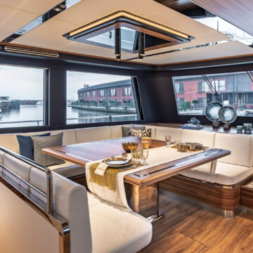 32 ATRAVERSIA – VisionF E-Cat 80 Catamaran Charter main saloon 7